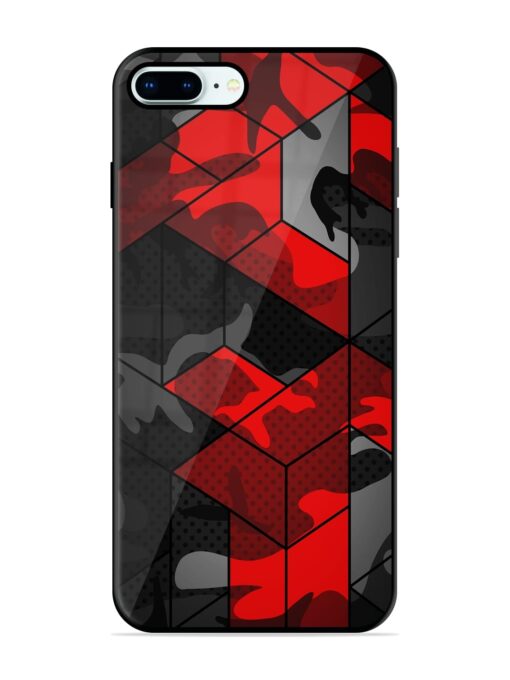 Royal Red Camouflage Pattern Glossy Metal Phone Cover for Apple Iphone 8 Plus Zapvi