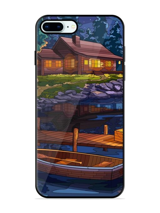 Village Night Scene Glossy Metal Phone Cover for Apple Iphone 8 Plus