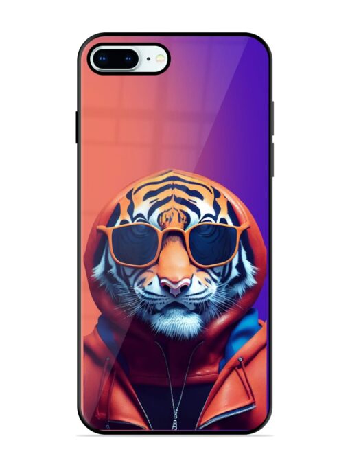 Tiger Animation Glossy Metal Phone Cover for Apple Iphone 8 Plus