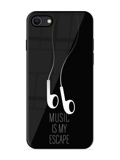 Music Is My Escape Glossy Metal Phone Cover for Apple Iphone Se (2020) Zapvi