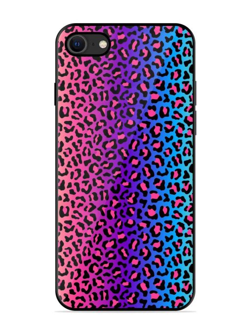 Colorful Leopard Seamless Glossy Metal Phone Cover for Apple Iphone Se (2020)