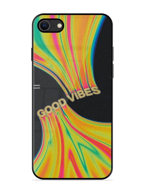 Good Vibes Glossy Metal Phone Cover for Apple Iphone Se (2020)