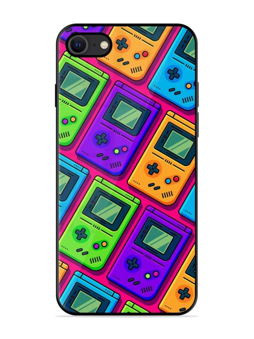 Game Seamless Pattern Glossy Metal Phone Cover for Apple Iphone Se (2020) Zapvi