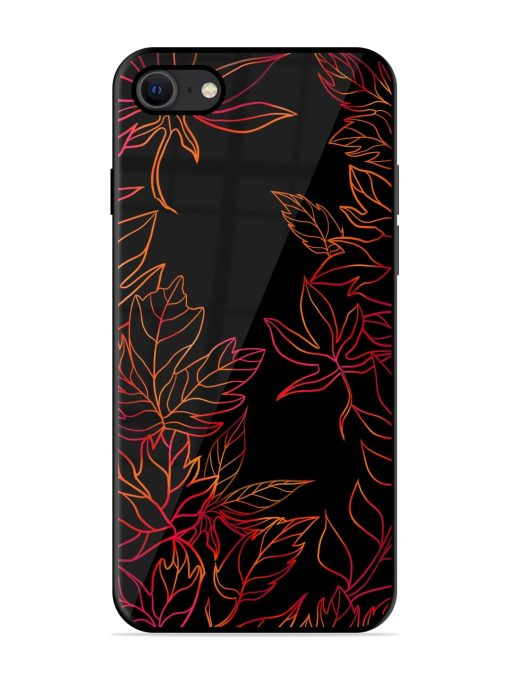 Red Floral Pattern Glossy Metal Phone Cover for Apple Iphone Se (2020) Zapvi