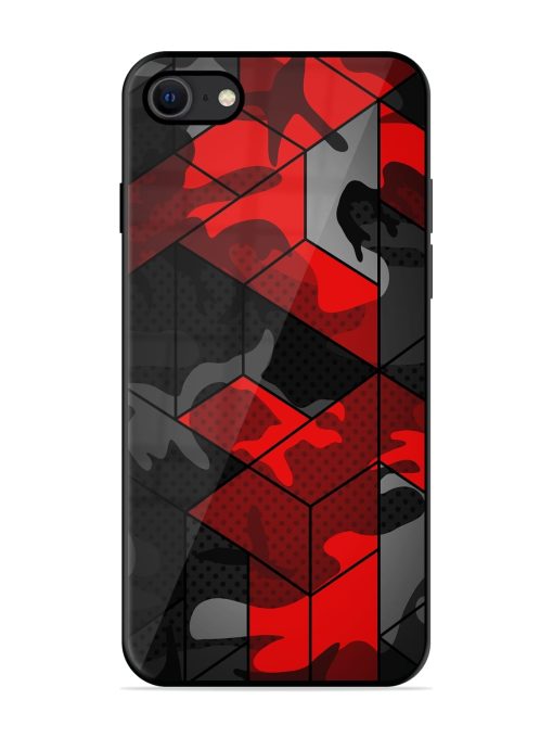 Royal Red Camouflage Pattern Glossy Metal Phone Cover for Apple Iphone Se (2020) Zapvi