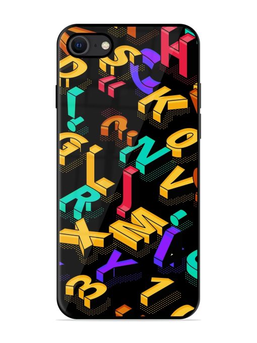 Seamless Pattern With Letters Glossy Metal Phone Cover for Apple Iphone Se (2020) Zapvi