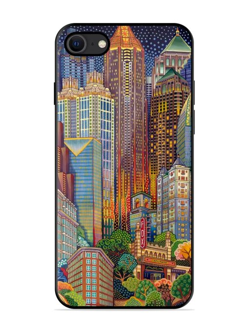 Cityscapes Art Glossy Metal Phone Cover for Apple Iphone Se (2020) Zapvi