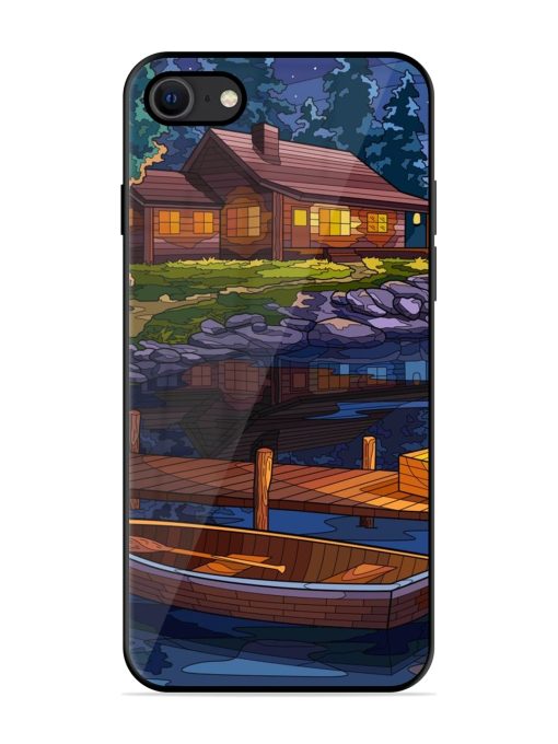 Village Night Scene Glossy Metal Phone Cover for Apple Iphone Se (2020) Zapvi