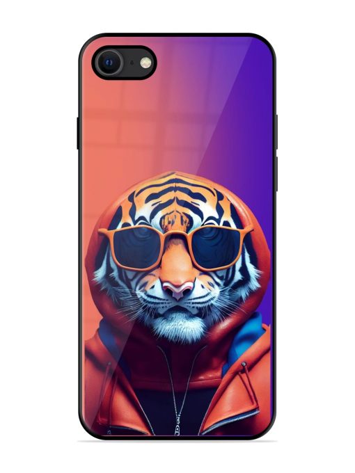 Tiger Animation Glossy Metal Phone Cover for Apple Iphone Se (2020) Zapvi