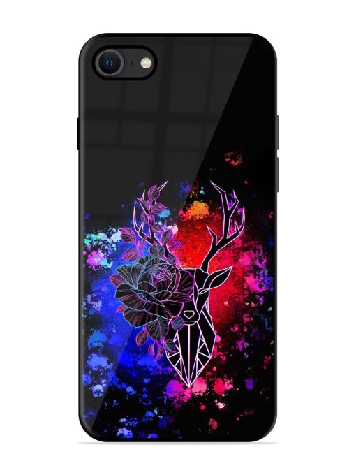 Floral Deer Art Glossy Metal Phone Cover for Apple Iphone Se (2020) Zapvi