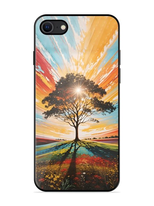 Abstract Tree Colorful Art Glossy Metal Phone Cover for Apple Iphone Se (2020) Zapvi