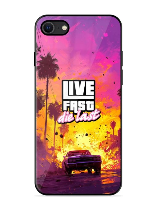 Live Fast Glossy Metal Phone Cover for Apple Iphone Se (2020) Zapvi