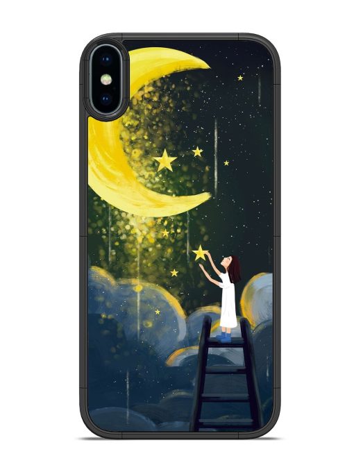 Moonlight Healing Night Illustration Glossy Metal TPU Phone Cover for Apple Iphone X