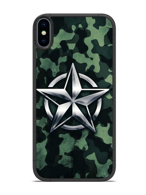 Indian Army Star Design Glossy Metal Phone Cover for Apple Iphone X