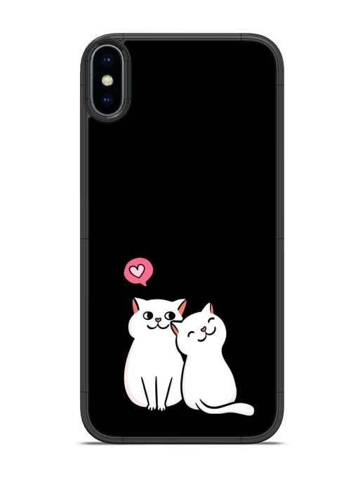 Cat Love Glossy Metal Phone Cover for Apple Iphone X