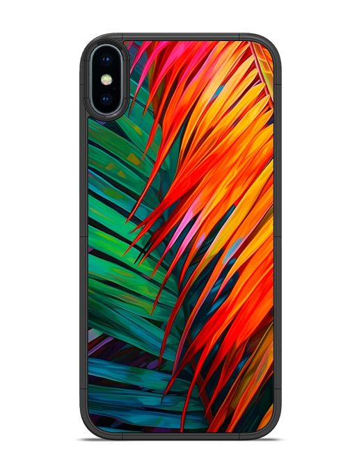 Painted Tropical Leaves Glossy Metal Phone Cover for Apple Iphone X Zapvi