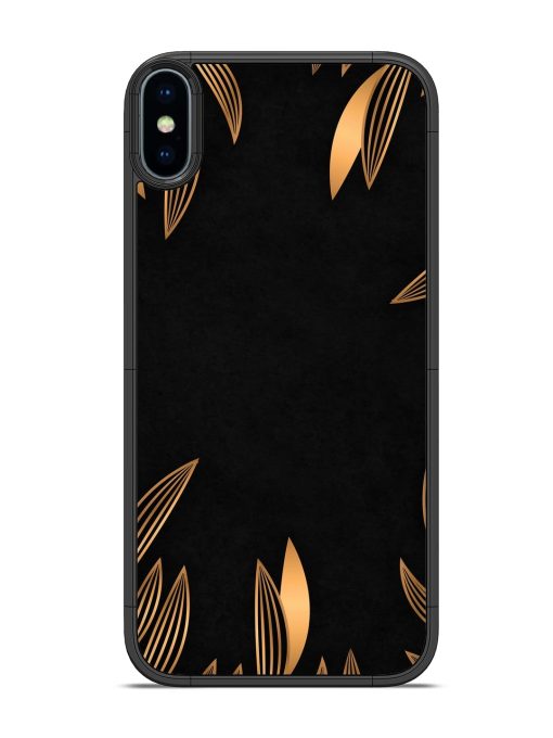 Golden Leaf Pattern Glossy Metal Phone Cover for Apple Iphone X