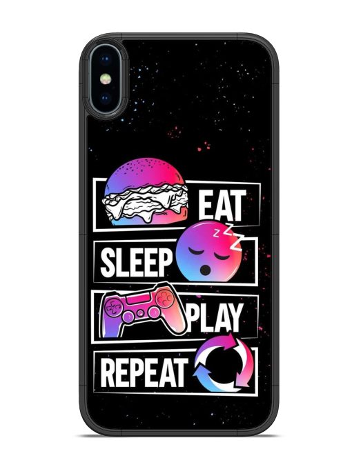 Eat Sleep Play Repeat Glossy Metal Phone Cover for Apple Iphone X