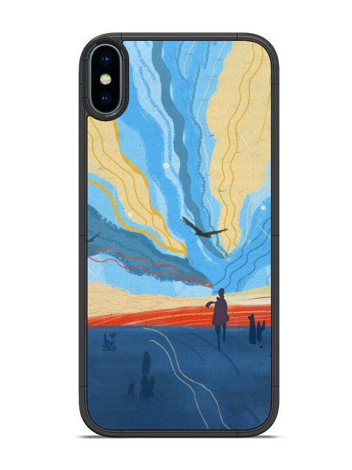 Minimal Abstract Landscape Glossy Metal Phone Cover for Apple Iphone X