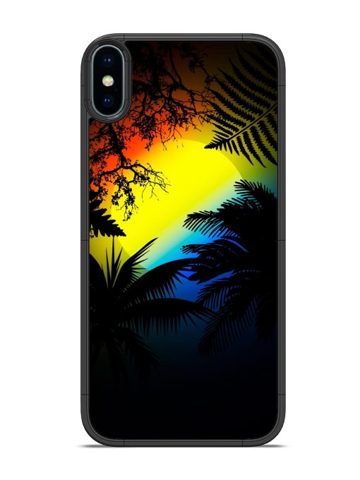 Colorful Sunset With Palm Trees Glossy Metal Phone Cover for Apple Iphone X Zapvi