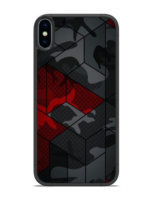 Red And Grey Pattern Glossy Metal Phone Cover for Apple Iphone X