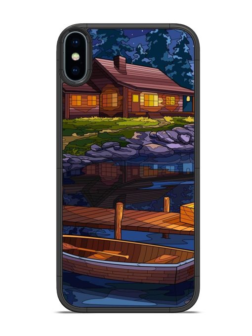 Village Night Scene Glossy Metal Phone Cover for Apple Iphone X