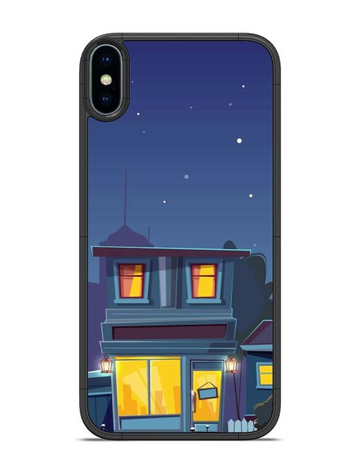 Vector Night House Glossy Metal Phone Cover for Apple Iphone X