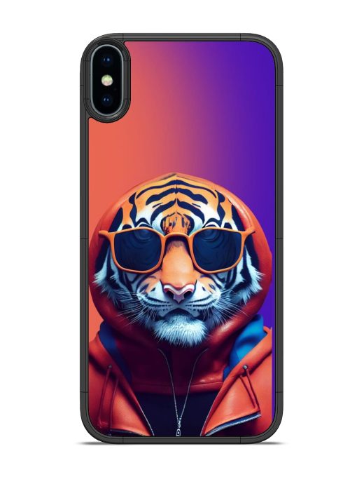 Tiger Animation Glossy Metal Phone Cover for Apple Iphone X