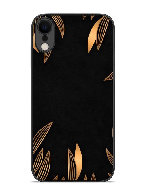 Golden Leaf Pattern Glossy Metal Phone Cover for Apple Iphone Xr