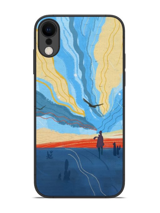 Minimal Abstract Landscape Glossy Metal Phone Cover for Apple Iphone Xr