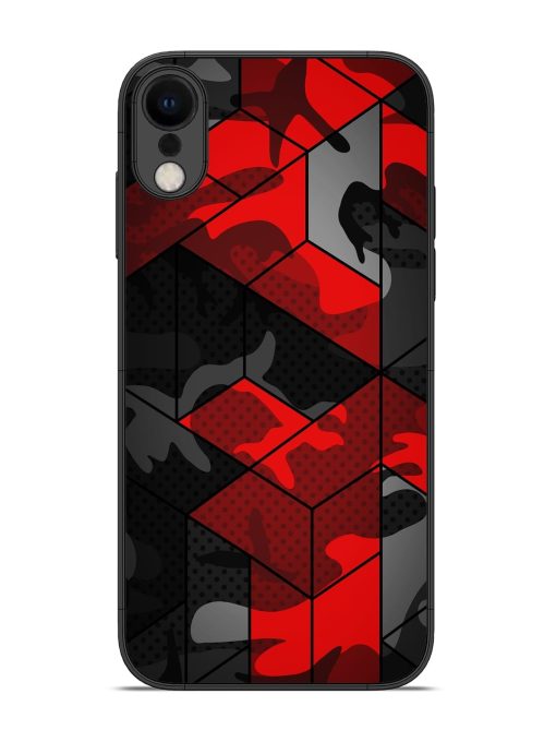 Royal Red Camouflage Pattern Glossy Metal Phone Cover for Apple Iphone Xr Zapvi