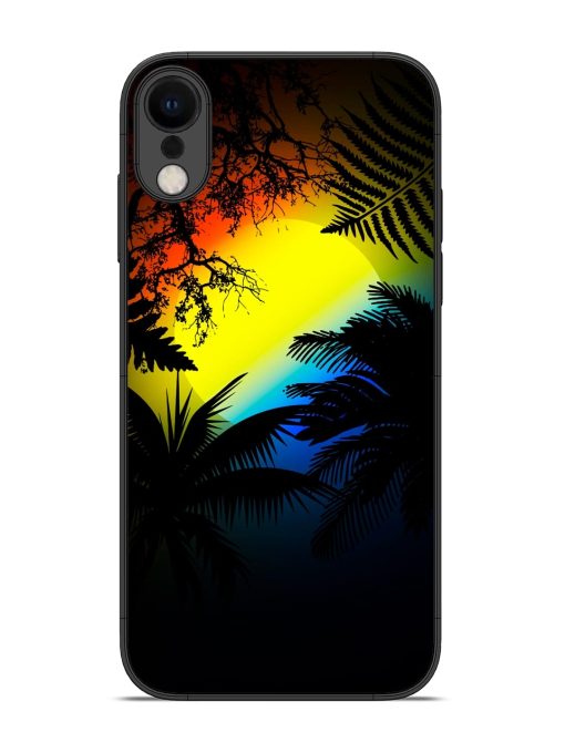 Colorful Sunset With Palm Trees Glossy Metal Phone Cover for Apple Iphone Xr