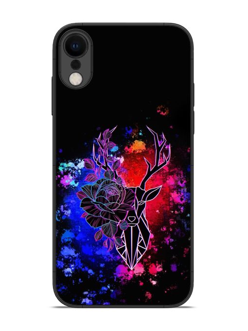 Floral Deer Art Glossy Metal Phone Cover for Apple Iphone Xr