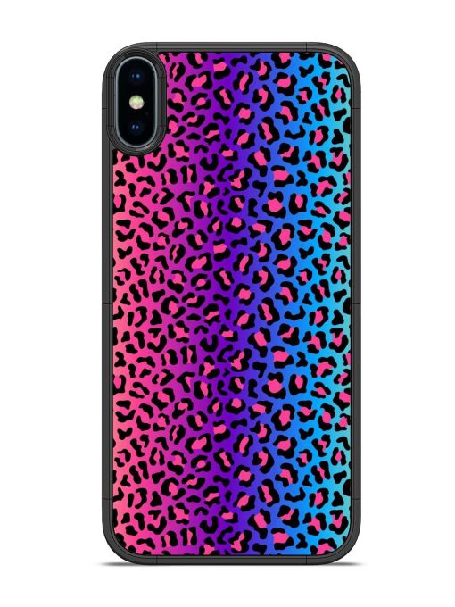 Colorful Leopard Seamless Glossy Metal Phone Cover for Apple Iphone Xs Zapvi