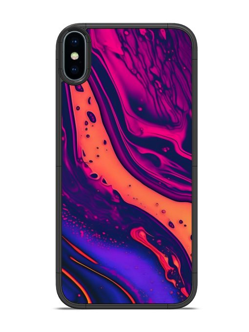 Fluid Blue Pink Art Glossy Metal Phone Cover for Apple Iphone Xs