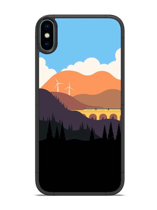 Minimal Mountain Vector Glossy Metal Phone Cover for Apple Iphone Xs