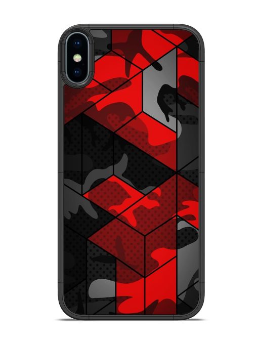 Royal Red Camouflage Pattern Glossy Metal Phone Cover for Apple Iphone Xs Zapvi