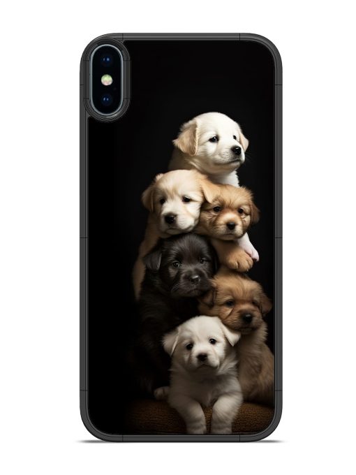 Cute Baby Dogs Glossy Metal Phone Cover for Apple Iphone Xs