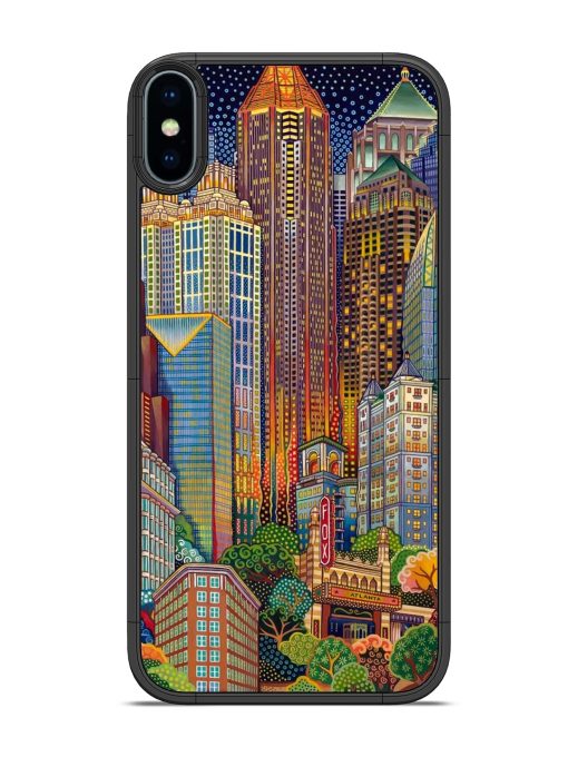 Cityscapes Art Glossy Metal Phone Cover for Apple Iphone Xs