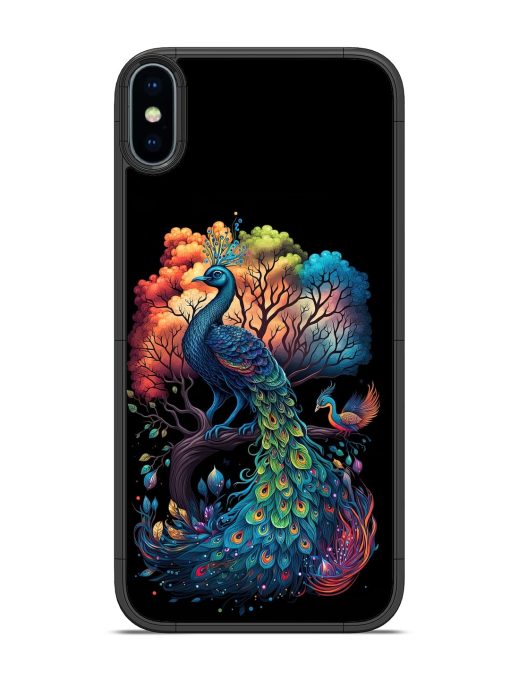 Peacock Tree Art Glossy Metal Phone Cover for Apple Iphone Xs Zapvi