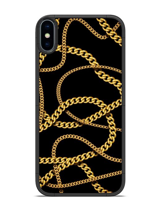 Decorative Golde Chain Glossy Metal Phone Cover for Apple Iphone Xs Zapvi