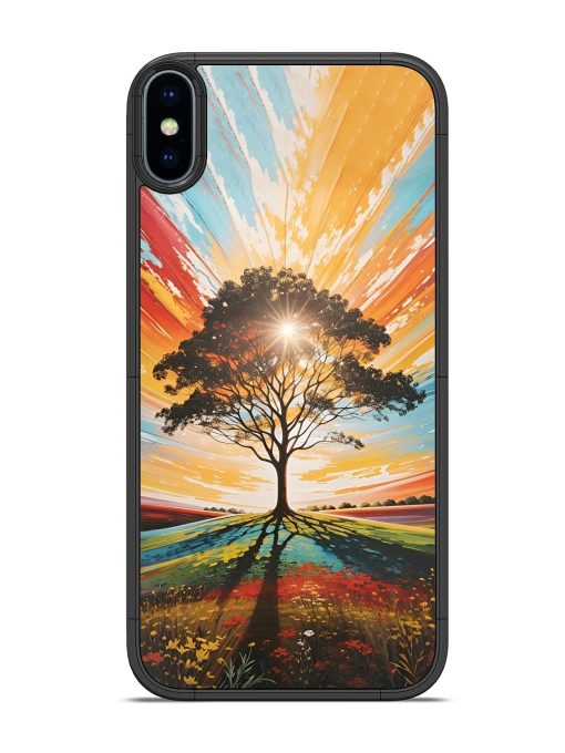 Abstract Tree Colorful Art Glossy Metal Phone Cover for Apple Iphone Xs Zapvi