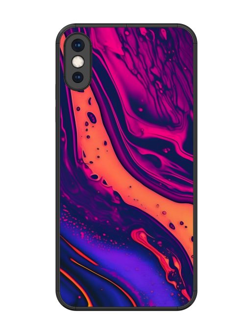 Fluid Blue Pink Art Glossy Metal Phone Cover for Apple Iphone Xs Max Zapvi