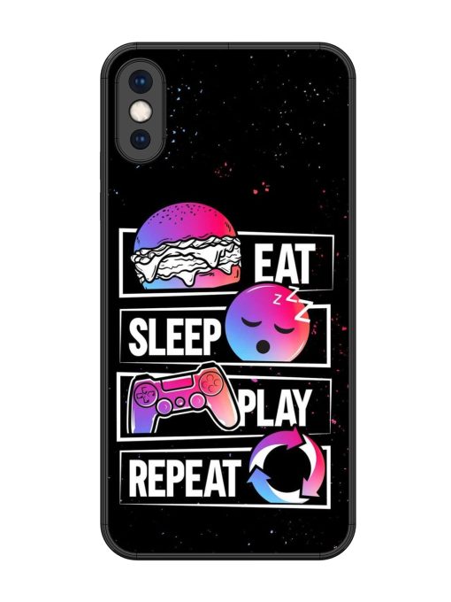 Eat Sleep Play Repeat Glossy Metal Phone Cover for Apple Iphone Xs Max Zapvi