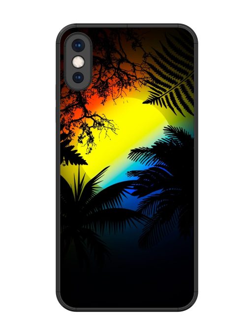 Colorful Sunset With Palm Trees Glossy Metal Phone Cover for Apple Iphone Xs Max Zapvi