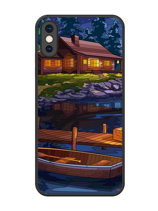 Village Night Scene Glossy Metal Phone Cover for Apple Iphone Xs Max Zapvi