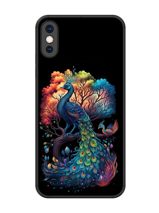 Peacock Tree Art Glossy Metal Phone Cover for Apple Iphone Xs Max