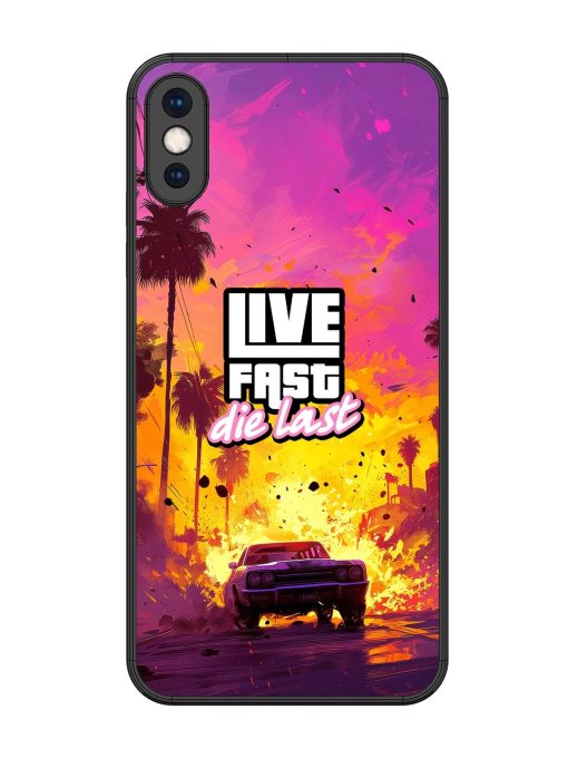 Live Fast Glossy Metal Phone Cover for Apple Iphone Xs Max