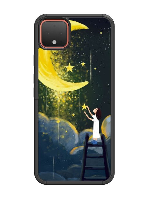 Moonlight Healing Night Illustration Glossy Metal TPU Phone Cover for Google Pixel 4