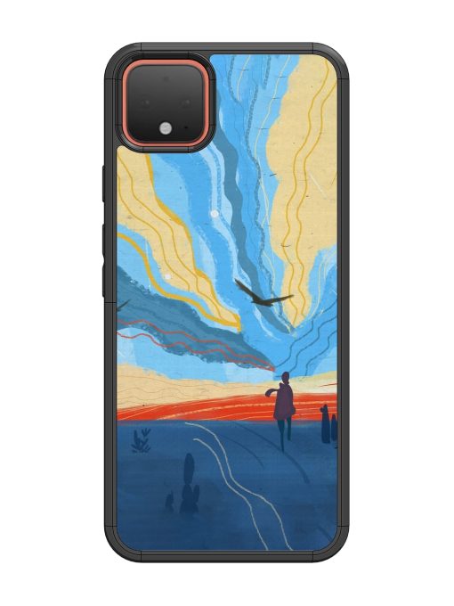 Minimal Abstract Landscape Glossy Metal Phone Cover for Google Pixel 4 Zapvi